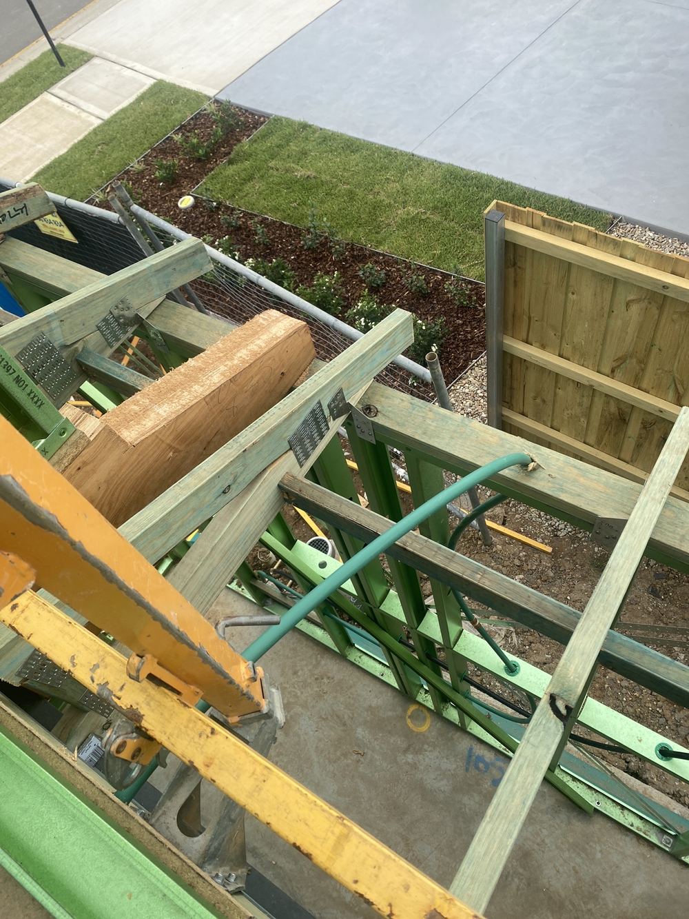 Roof bracing not yet installed, leaving the trusses without lateral support, found during a frame inspection in Rouse Hill